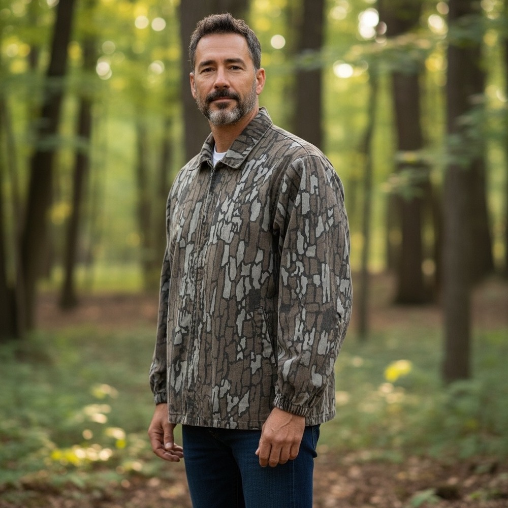 Vintage Big Dutch Pella Trebark Camo Jacket Mens XL Cotton Duck Hunting USA Made